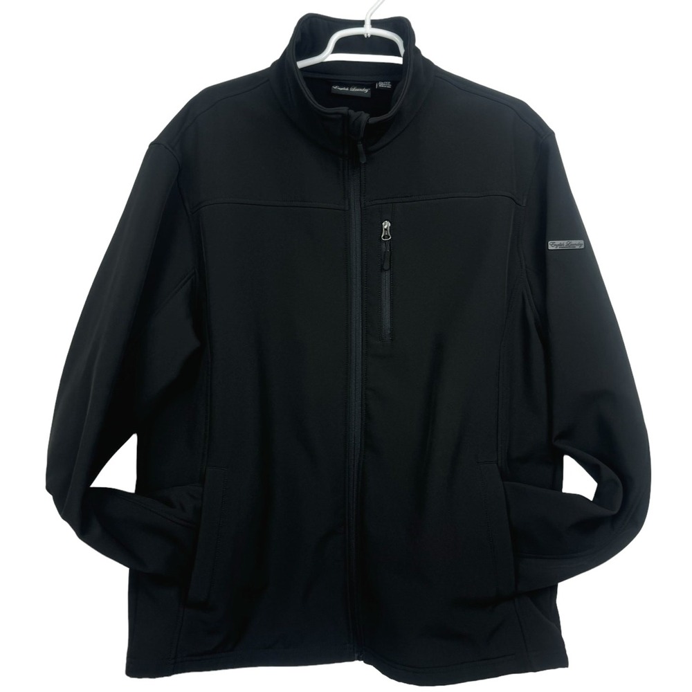 English Laundry Mens Black Soft Shell Full Zip Jacket Fleece Lined‎ Size XL